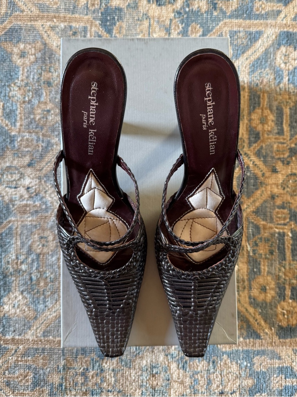 STEPHANE KELIAN WOVEN BRONZE HEELS